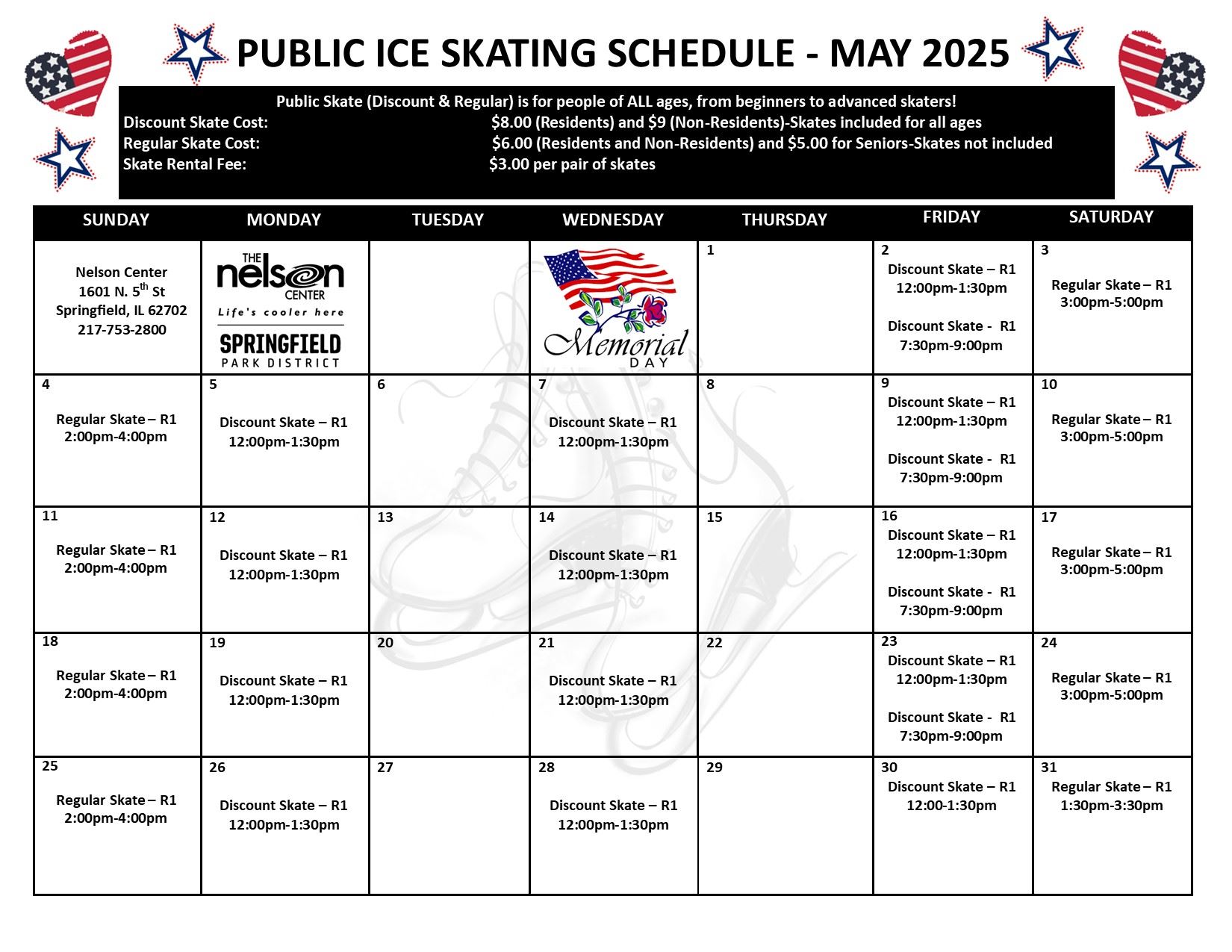 Public Ice Skating Schedule May